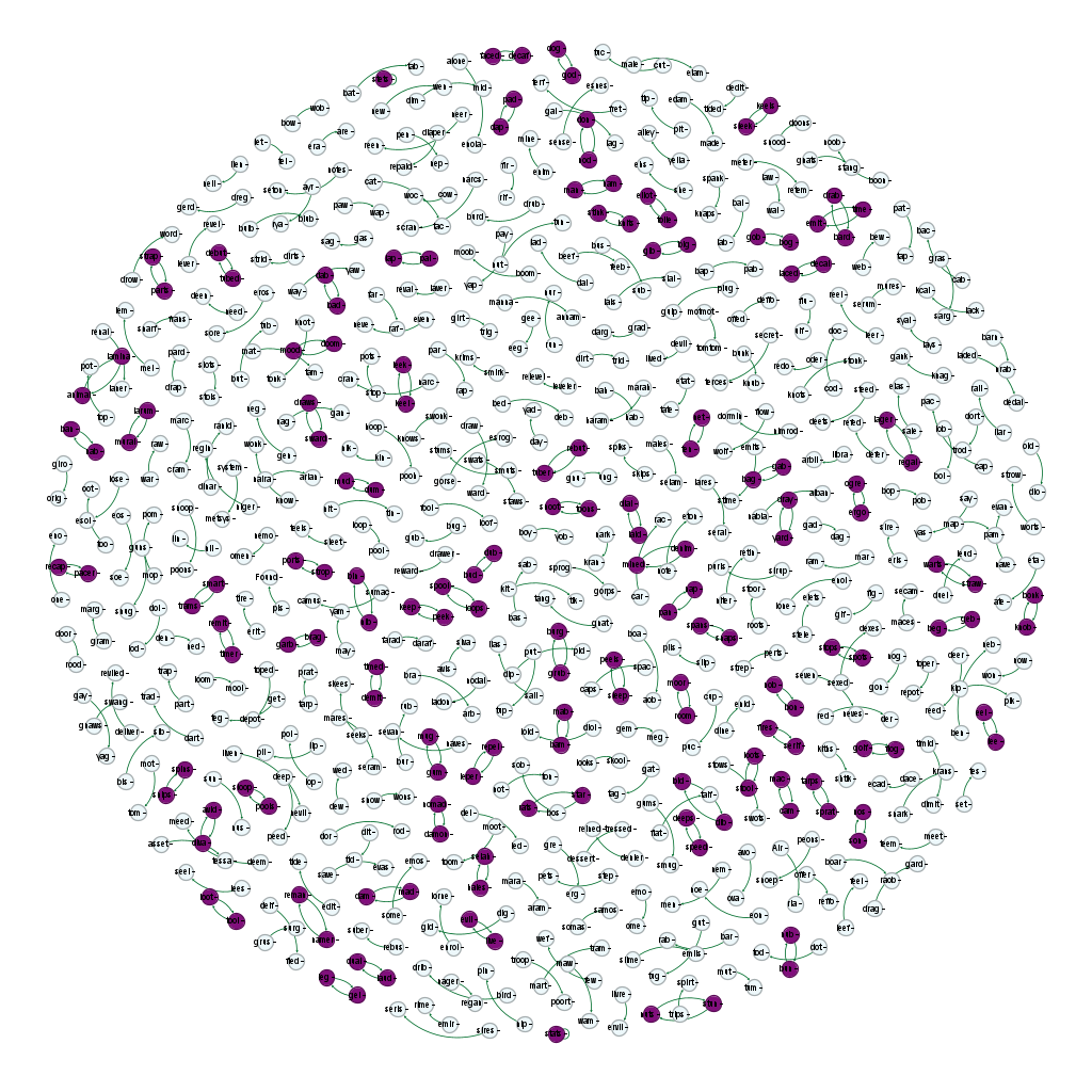 Directed graph using reversed words